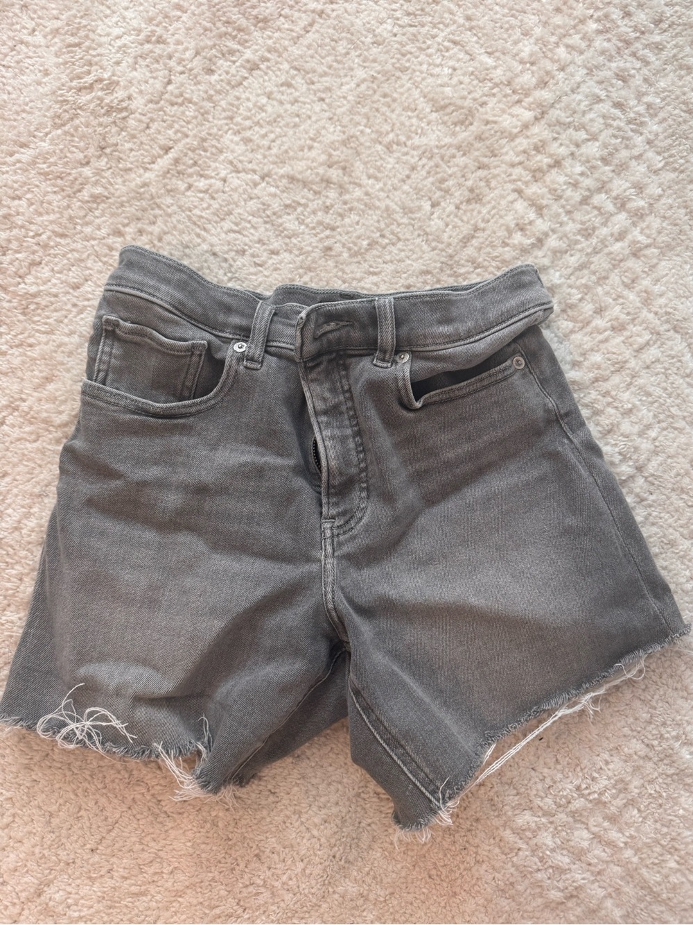Express Gray Raw-Hem Denim Shorts